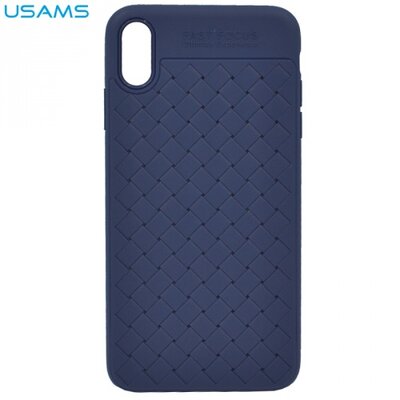 Usams IPXSMGY02 USAMS Woven hátlapvédő telefontok gumi / szilikon (fonott minta) SötétKék [Apple iPhone XS Max 6.5]
