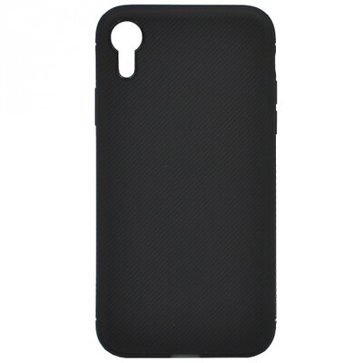Hátlapvédő telefontok gumi / szilikon (közepesen ütésálló, nyakba akasztható, csíkos minta) Fekete [Apple iPhone XR 6.1]