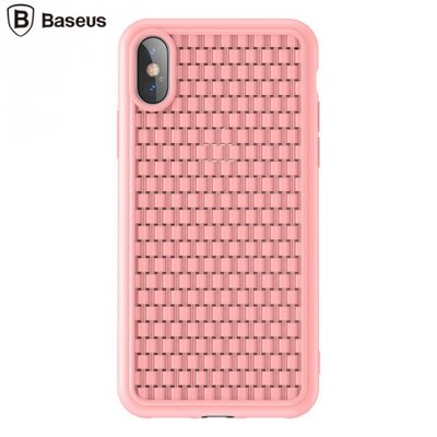 Baseus WIAPIPH58-BV04 BASEUS BV 2. generációs hátlapvédő telefontok gumi / szilikon (fonott minta) Rózsaszín [Apple iPhone X 5.8, Apple iPhone XS 5.8]