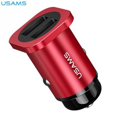 Usams CC54GC02 USAMS szivargyújtó töltő/autós töltő 2 x USB aljzat (5V / 4800mA, 12 /24 V, kábel nélkül), piros