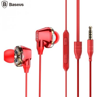 Baseus NGH10-09 BASEUS ENCOK H10 fülhallgató SZTEREO (3.5mm jack, nyakba akasztható, mikrofon, dinamikus hangzás), piros