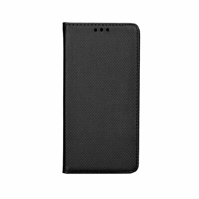 Smart flip Telefontok, mágneses flip zár, oldalra nyíló, bőr hatású - Samsung Galaxy J4+ Plus, Fekete