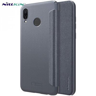 Nillkin Sparkle műanyag telefontok (mikroszálas bőr flip, oldalra nyíló) fekete [Huawei Honor Play]