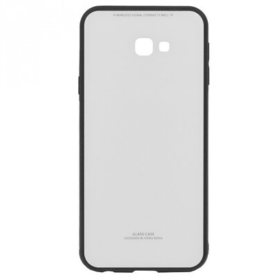 Műanyag hátlapvédő telefontok (közepesen ütésálló, üveg hátlap) Fehér [Samsung Galaxy J4+ Plus (J415F)]