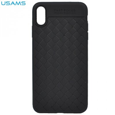 Usams IPXSMGY01 USAMS Woven hátlapvédő telefontok gumi / szilikon (fonott minta) Fekete [Apple iPhone XS Max 6.5]