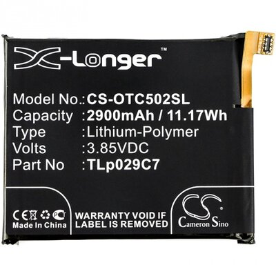 Utángyártott akkumulátor 2900 mAh LI-Polymer (TLp029C7 kompatibilis) - Alcatel 3X (OT-5058)