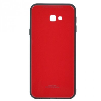 Műanyag hátlapvédő telefontok (közepesen ütésálló, üveg hátlap) Piros [Samsung Galaxy J4+ Plus (J415F)]