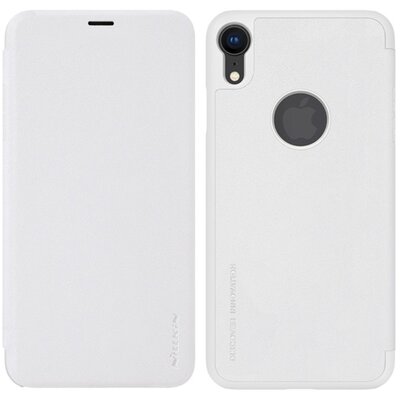 Nillkin Sparkle műanyag telefontok (bőr flip, oldalra nyíló, logo kivágás) Fehér [Apple iPhone XR 6.1]