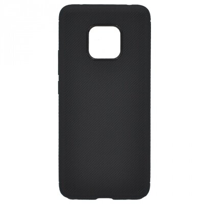 Hátlapvédő telefontok gumi / szilikon (közepesen ütésálló, nyakba akasztható, csíkos minta) Fekete [Huawei Mate 20 Pro]