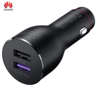 Huawei CP37 Szivargyújtó / autós töltő 2 x USB aljzat (10V / 4000mA, 1xQC3.0, gyorstöltés támogatás) FEKETE [Univerzális]