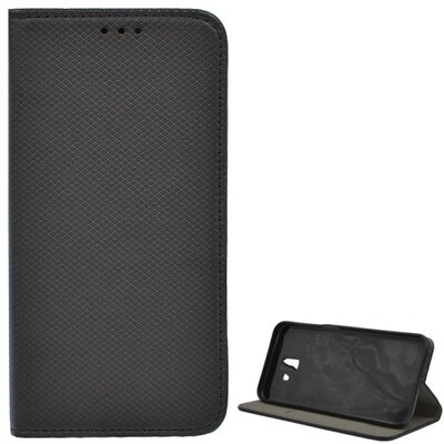 Telefontok álló, bőr hatású (flip, oldalra nyíló, asztali tartó funkció, rombuszminta) Fekete [Samsung Galaxy J6+ Plus (J610F)]