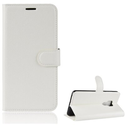 Telefontok álló, bőr hatású (flip, oldalra nyíló, asztali tartó funkció) Fehér [Huawei Mate 20]
