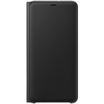 Samsung EF-WA750PBEG Műanyag telefontok (aktív flip, oldalra nyíló, bankkártya tartó, textil minta) Fekete [Samsung Galaxy A7 (2018) SM-A750F]