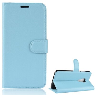 Telefontok álló, bőr hatású (flip, oldalra nyíló, asztali tartó funkció) VilágosKék [Huawei Mate 20]