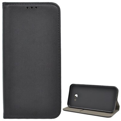 Telefontok álló, bőr hatású (flip, oldalra nyíló, asztali tartó funkció) Fekete [Samsung Galaxy J4+ Plus (J415F)]