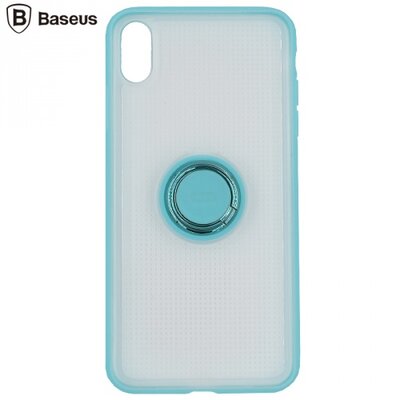 Baseus WIAPIPH65-YD03 BASEUS hátlapvédő telefontok gumi / szilikon (asztali tartó funkció, telefontartó gyűrű, beépített fémlemez) Kék [Apple iPhone XS Max 6.5]