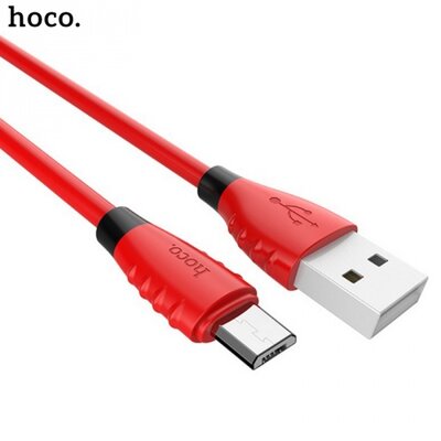 Hoco X27_MICRO_1.2M_R HOCO X27 adatátvitel adatkábel és töltő (microUSB, 1.2m, törésgátló, gyorstöltés támogatás), piros