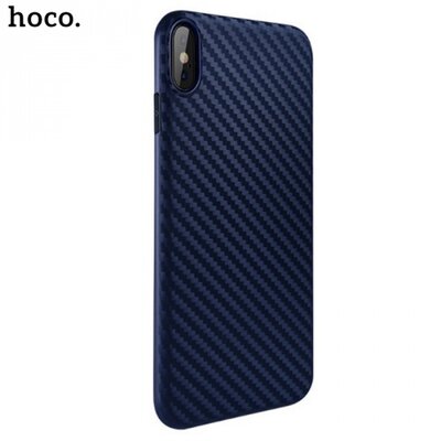 HOCO DELICATE SHADOW hátlapvédő telefontok gumi / szilikon (karbon minta) SötétKék [Apple iPhone X 5.8, Apple iPhone XS 5.8]