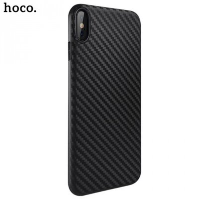 HOCO DELICATE SHADOW hátlapvédő telefontok gumi / szilikon (karbon minta) Fekete [Apple iPhone XS Max 6.5]