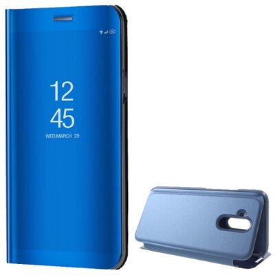 Telefontok álló (flip, oldalra nyíló, asztali tartó funkció, tükrös felület, Mirror View Cover) Kék [Huawei Mate 20 Lite]