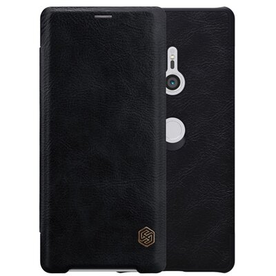 Nillkin Qin Telefontok álló, bőr hatású (flip, oldalra nyíló, bankkártya tartó) Fekete [Sony Xperia XZ3 (H9436)]