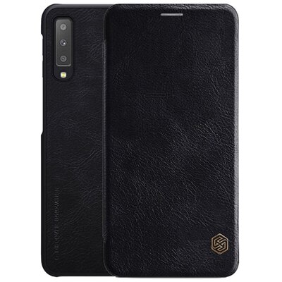 Nillkin Qin Telefontok álló, bőr hatású (flip, oldalra nyíló, bankkártya tartó) Fekete [Samsung Galaxy A7 (2018) SM-A750F]