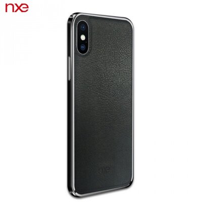 NXE műanyag hátlapvédő telefontok (valódi bőr hátlap) Fekete [Apple iPhone XS Max 6.5]