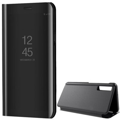 Telefontok álló (flip, oldalra nyíló, asztali tartó funkció, tükrös felület, Mirror View Cover) Fekete [Samsung Galaxy A7 (2018) SM-A750F]