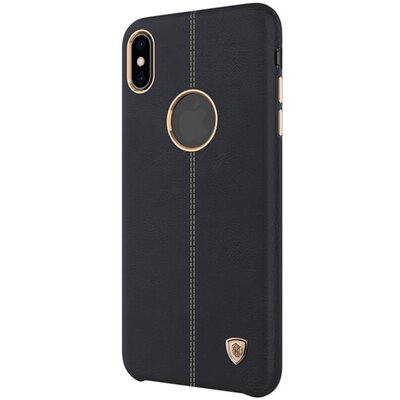 Nillkin Englon műanyag hátlapvédő telefontok (bőrbevonat, varrásminta, logo kivágás) Fekete [Apple iPhone XS Max 6.5]
