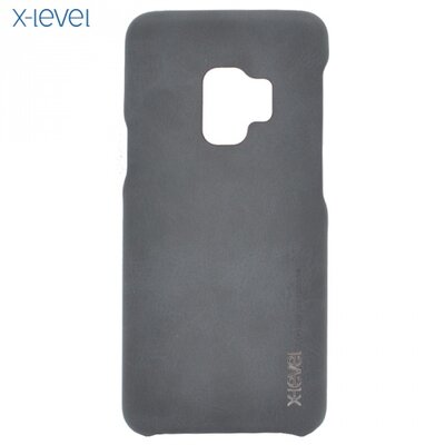 X-LEVEL műanyag hátlapvédő telefontok (bőr hátlap) Fekete [Samsung Galaxy S9 (SM-G960)]