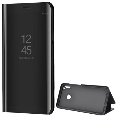Telefontok álló (flip, oldalra nyíló, asztali tartó funkció, tükrös felület, Mirror View Cover) Fekete [Huawei Honor 8X]