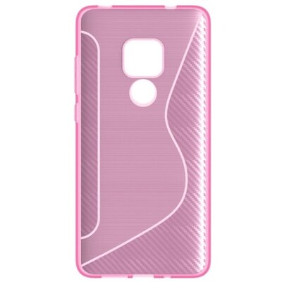 Hátlapvédő telefontok gumi / szilikon (S-line, karbonminta) Rózsaszín [Huawei Mate 20]