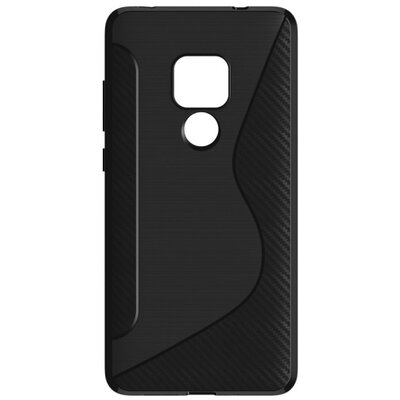 Hátlapvédő telefontok gumi / szilikon (S-line, karbonminta) Fekete [Huawei Mate 20]