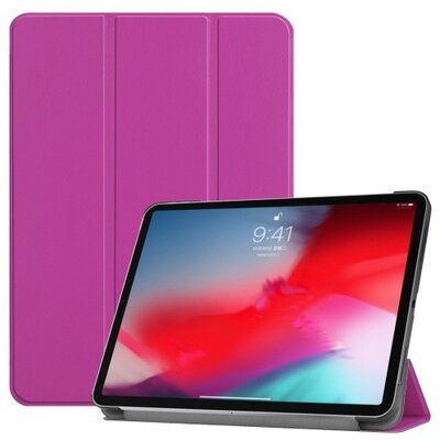Tablet védőtok álló, bőr (aktív flip, oldalra nyíló, TRIFOLD asztali tartó funkció) LILA [Apple IPAD Pro 11 (2018)]