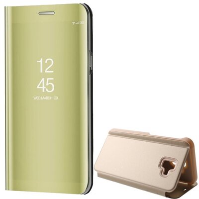 Telefontok álló (flip, oldalra nyíló, asztali tartó funkció, tükrös felület, Mirror View Cover) Arany [Samsung Galaxy J6+ Plus (J610F)]