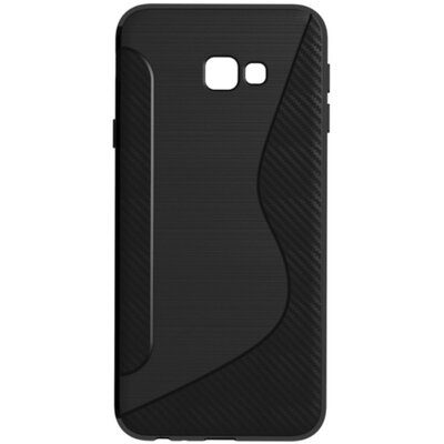 Hátlapvédő telefontok gumi / szilikon (S-line, karbonminta) Fekete [Samsung Galaxy J4+ Plus (J415F)]