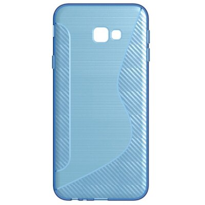 Hátlapvédő telefontok gumi / szilikon (S-line, karbonminta) Kék [Samsung Galaxy J4+ Plus (J415F)]