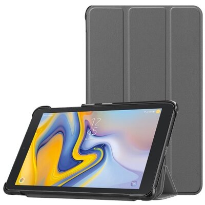 Tablet védőtok álló, bőr (aktív flip, oldalra nyíló, TRIFOLD asztali tartó funkció) SZÜRKE Samsung Tab A 8.0 (2018)