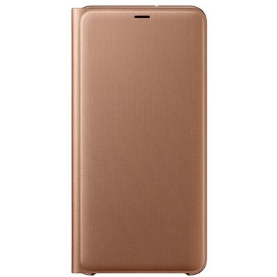 Samsung EF-WA750PFEG Műanyag telefontok (aktív flip, oldalra nyíló, bankkártya tartó, textil minta) Arany [Samsung Galaxy A7 (2018) SM-A750F]