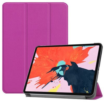 Tablet védőtok álló, bőr (aktív flip, oldalra nyíló, TRIFOLD asztali tartó funkció) LILA [Apple IPAD Pro 12.9 (2018)]
