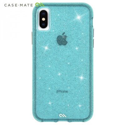 Case-mate CM037942 CASE-MATE SHEER hátlapvédő telefontok gumi / szilikon (közepesen ütésálló, légpárnás keret, csillámporos) VilágosKék [Apple iPhone X 5.8, Apple iPhone XS 5.8]