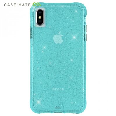 Case-mate CM037986 CASE-MATE SHEER hátlapvédő telefontok gumi / szilikon (közepesen ütésálló, légpárnás keret, csillámporos) VilágosKék [Apple iPhone XS Max 6.5]