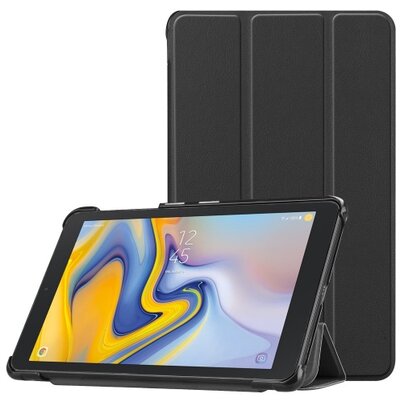 Tablet védőtok álló, bőr (aktív flip, oldalra nyíló, TRIFOLD asztali tartó funkció), fekete - Samsung Tab A 8.0 (2018)