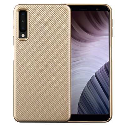 Hátlapvédő telefontok gumi / szilikon (karbon minta) Arany [Samsung Galaxy A7 (2018) SM-A750F]