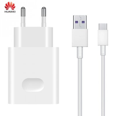 Huawei CP84 Hálózati töltő USB aljzat (10V / 4000mA, Type-C kábel, gyorstöltés támogatás), fehér