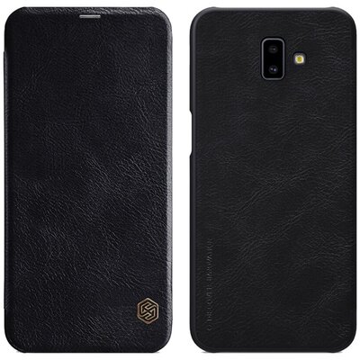 Nillkin Qin Telefontok álló, bőr hatású (flip, oldalra nyíló, bankkártya tartó) Fekete [Samsung Galaxy J6+ Plus (J610F)]