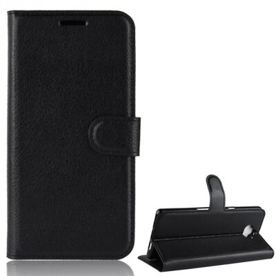 Telefontok álló, bőr hatású (flip, oldalra nyíló, asztali tartó funkció, prémium) Fekete [Sony Xperia XA3 Ultra]