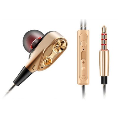 Qkz CK8_G QKZ fülhallgató SZTEREO (3.5mm jack, mikrofon, felvevő gomb, 2 pár fülgumi, mélyhang kiemelő, dupla hangszóró), arany