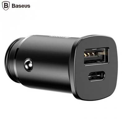 Baseus BS-C15C_B BASEUS szivargyújtó töltő / autós töltő 2 x aljzat (4.5V / 5000mA, 5V/3000mA, Type-C, gyorstöltés, kábel nélkül), fekete