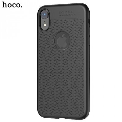 HOCO ADMIRE hátlapvédő telefontok gumi / szilikon (ultravékony, 0.8 mm, lyukacsos, rombusz minta, logó kivágás) Fekete [Apple iPhone XR 6.1]